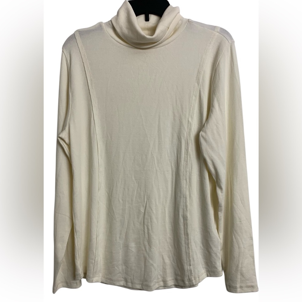 Soft Surroundings XL Rib Knit‎ Pima Cotton Modal Sweater Henley Pullover Cream